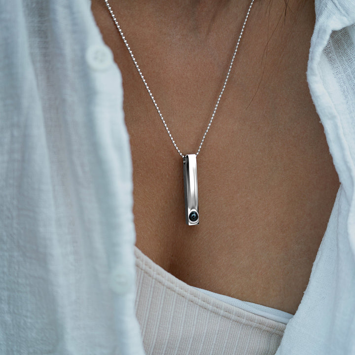 Photo Necklace with Your Own Photo - Stick Ball Chain