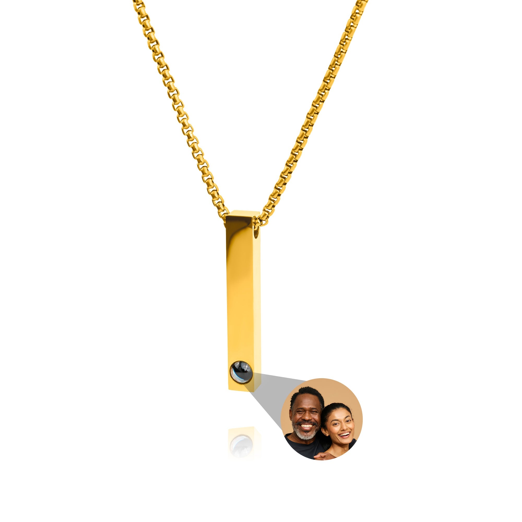 Photo Necklace with Your Own Photo - Bar Box Chain