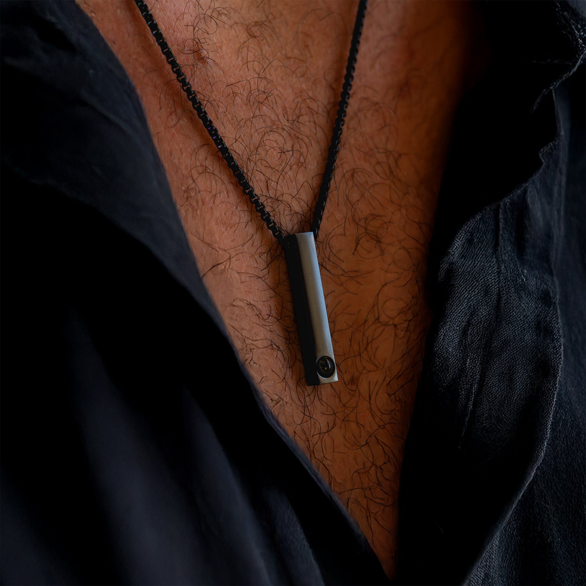 Photo Necklace with Your Own Photo - Bar Box Chain