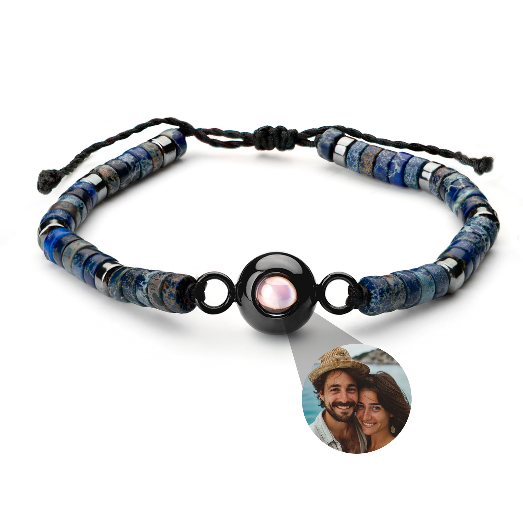 Photo Bracelet with Your Own Photo - Heishi Gemstone