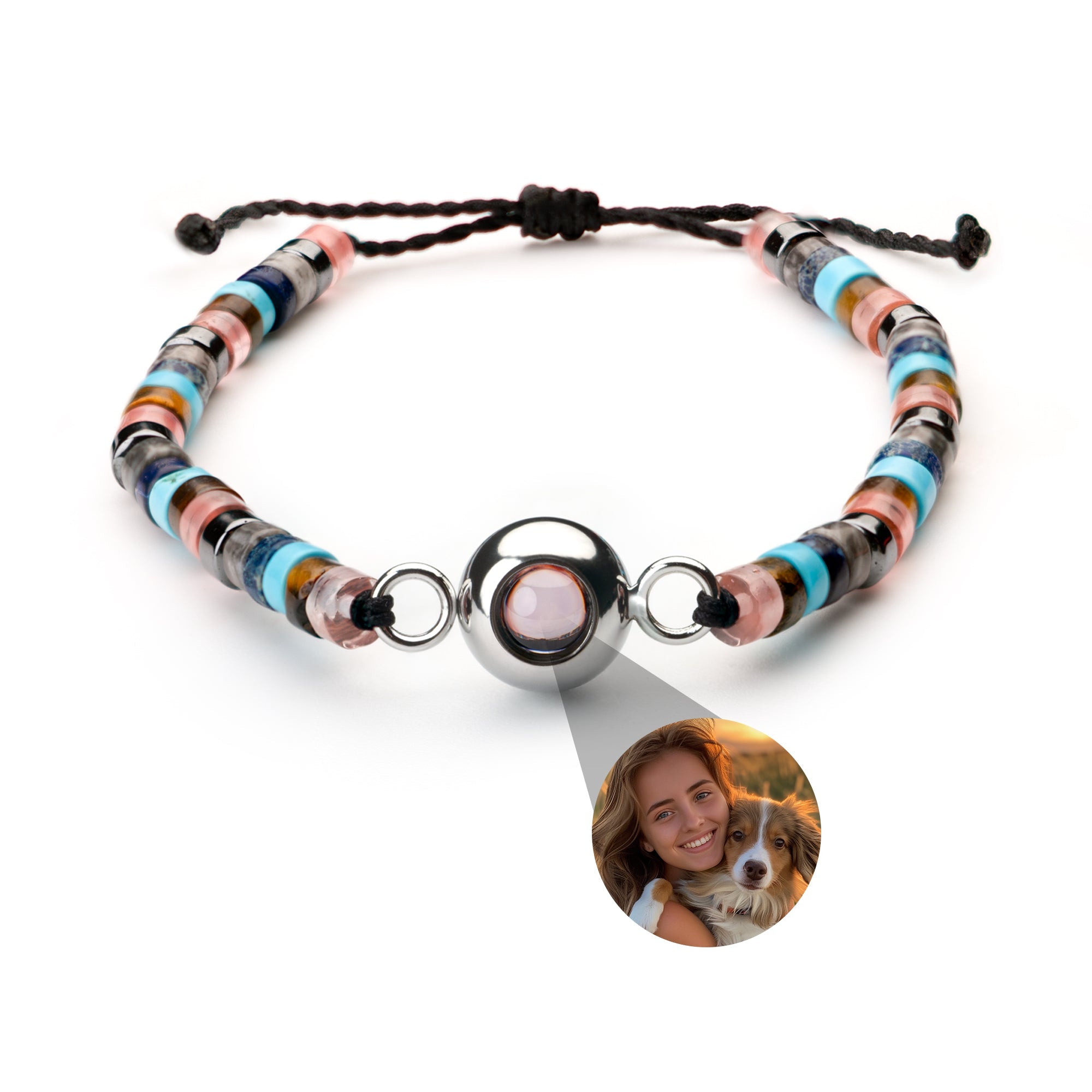 Photo Bracelet with Your Own Photo - Heishi Gemstone