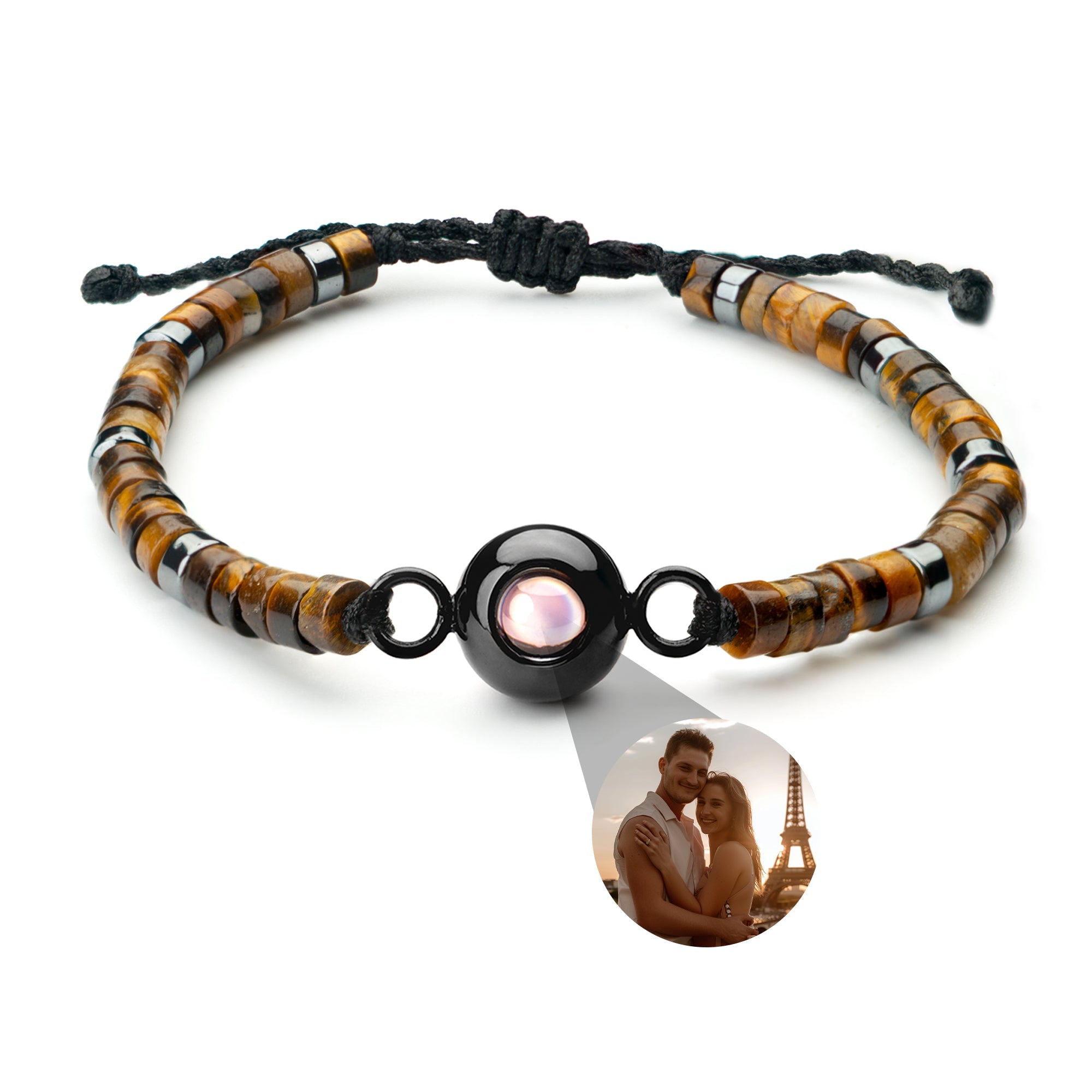 Photo Bracelet with Your Own Photo - Heishi Gemstone