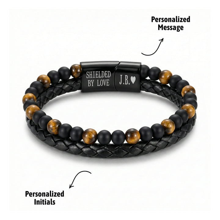 Engraved Tiger Eye Son Bracelet
