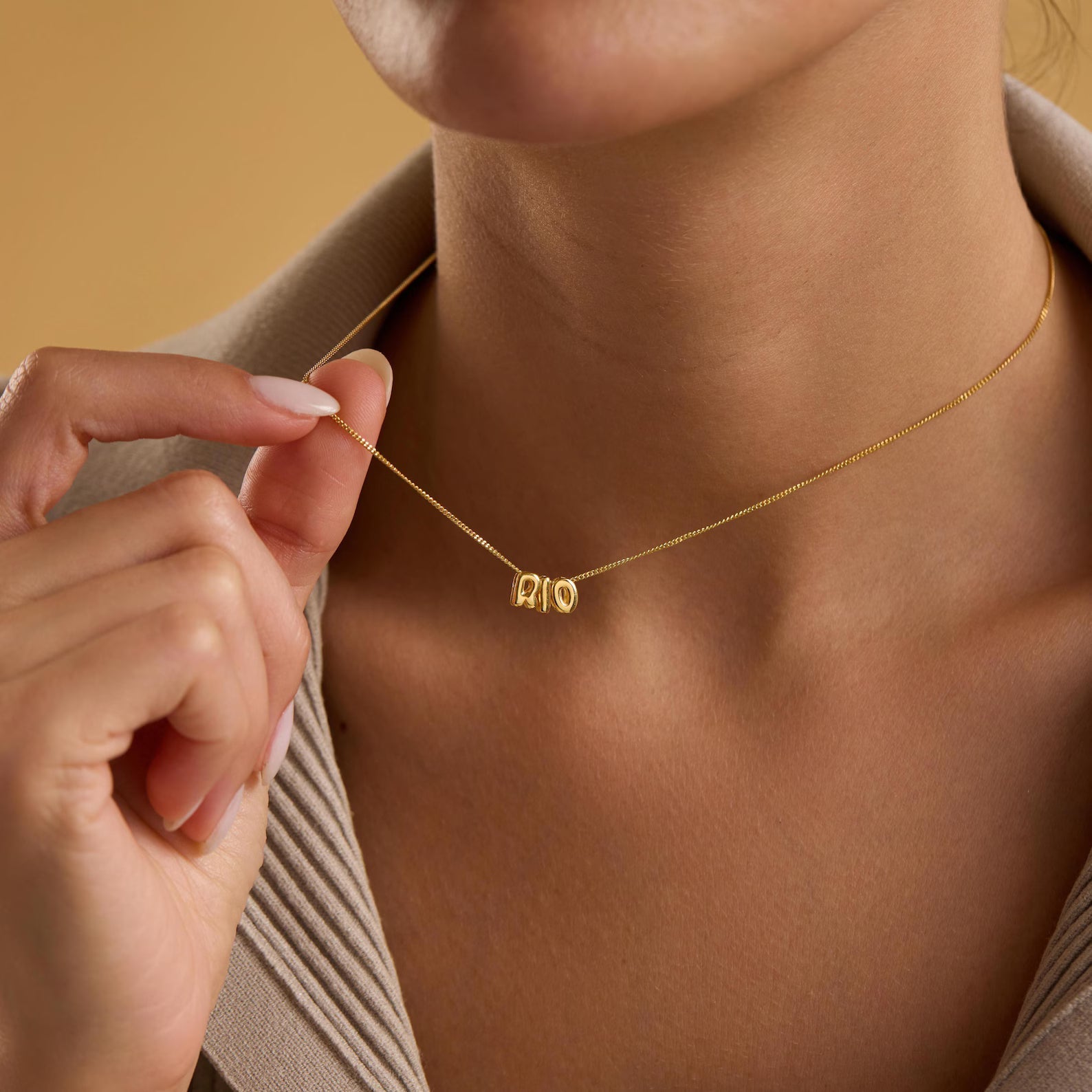Tiny Balloon Letter Name Necklace