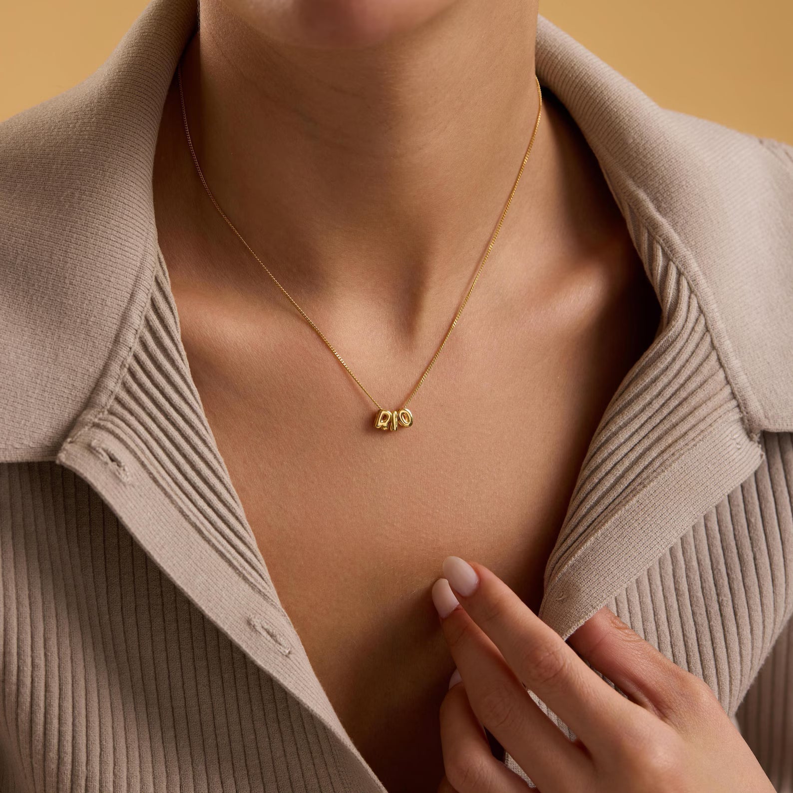 Tiny Balloon Letter Name Necklace