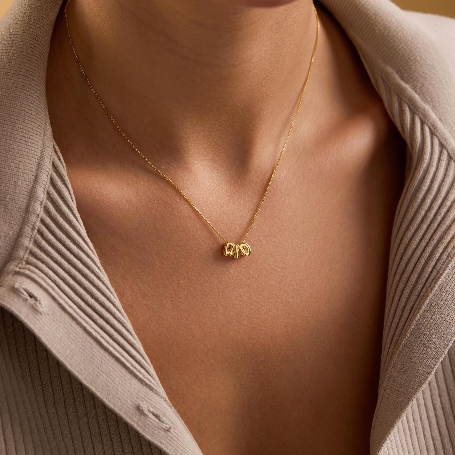 Tiny Balloon Letter Name Necklace