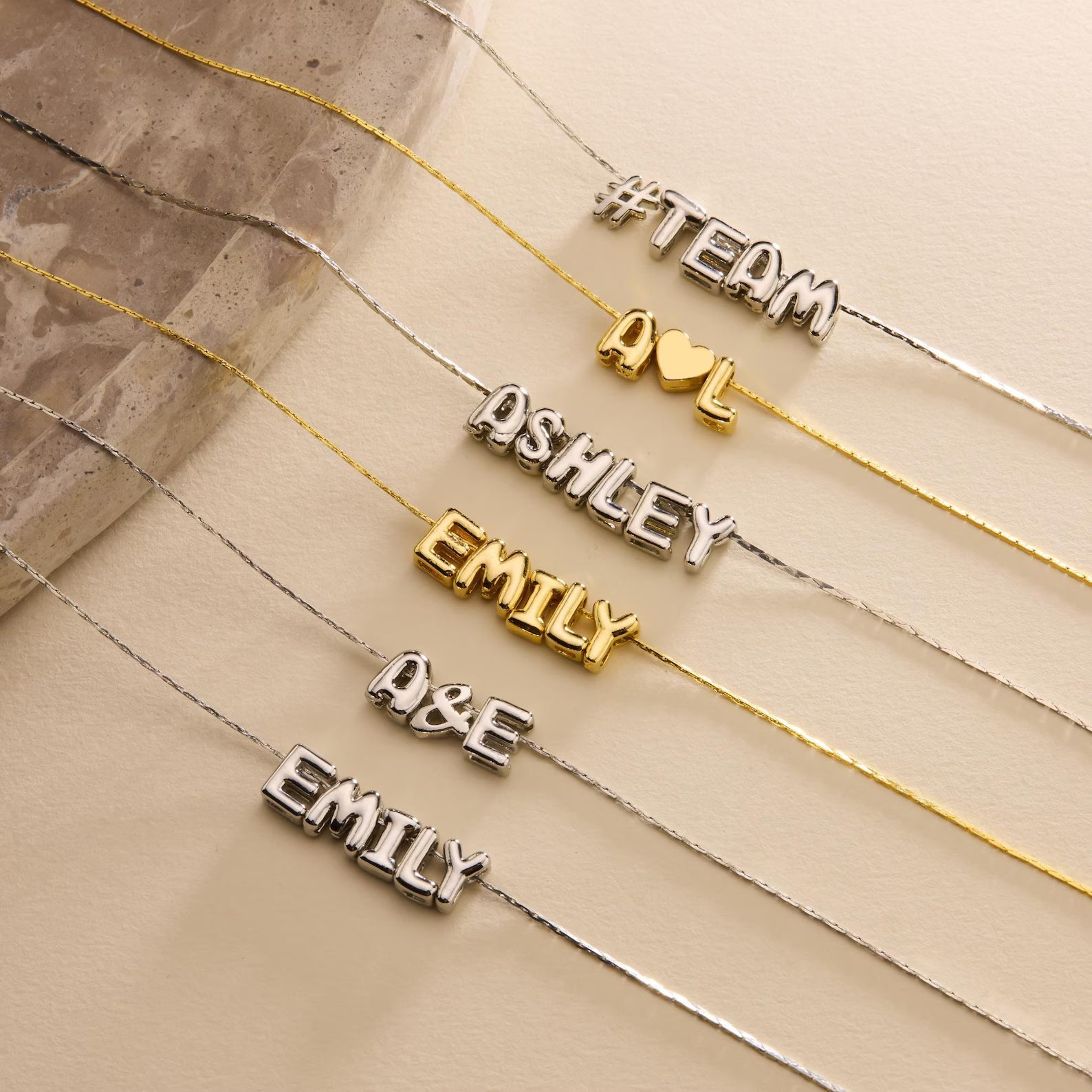 Tiny Balloon Letter Name Necklace