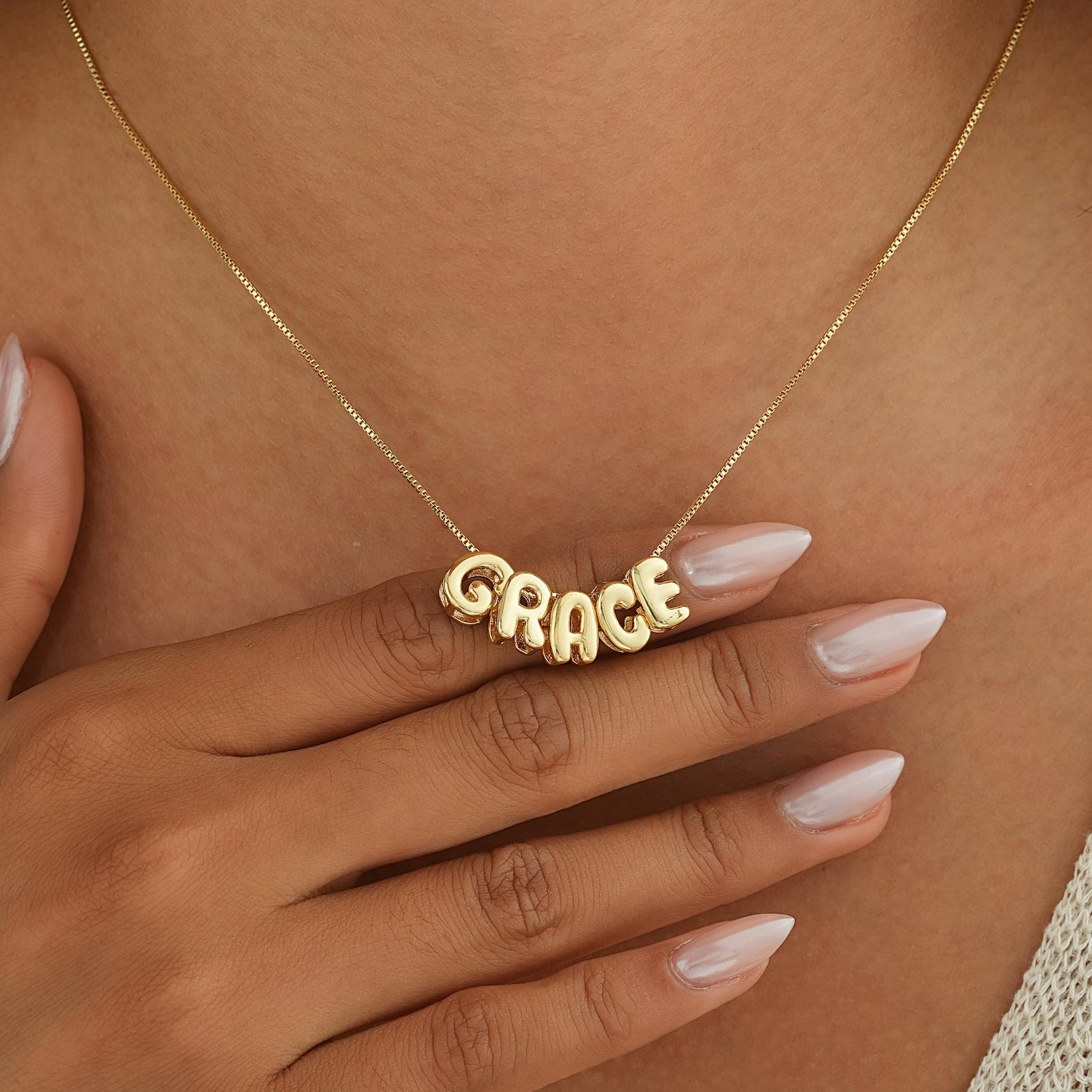 Tiny Balloon Letter Name Necklace