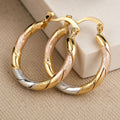 Vintage Round Hoop Silver and Rose Gold Earrings