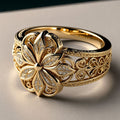 Exotic Floral Zirconia Gold Ring