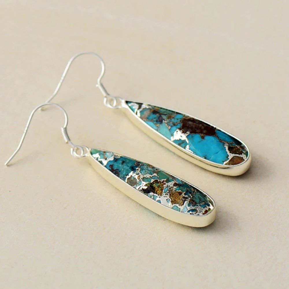Chic Turquoise Jasper Teardrop Earrings