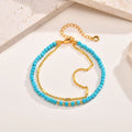 Timeless Gold Double Chain Turquoise Bracelet