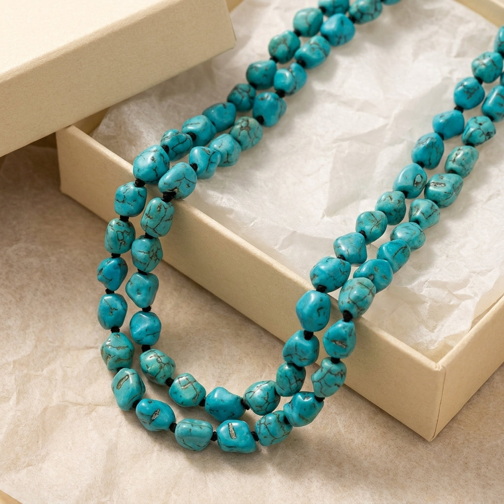 Collana boho a strati con perline turchesi