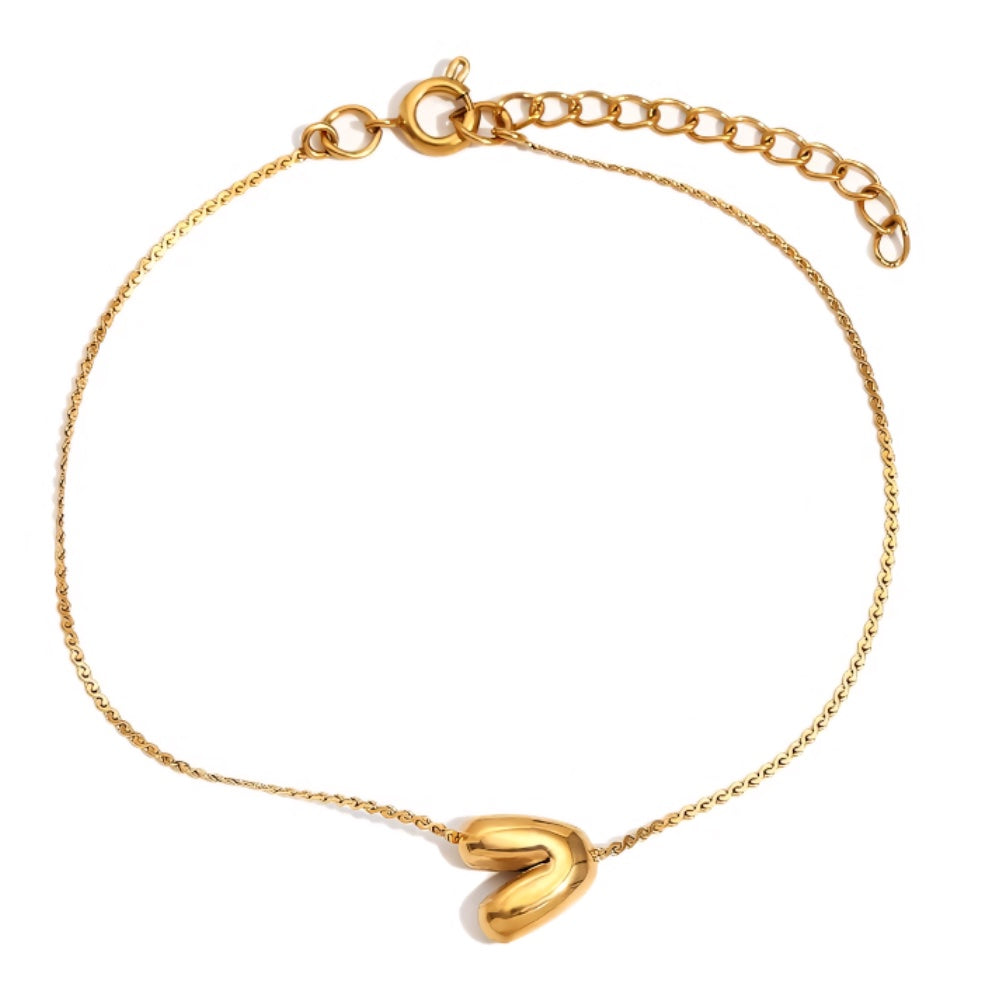 Bracelet délicat à initiale en lettres bulles
