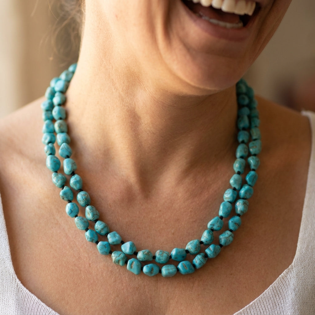 Collana boho a strati con perline turchesi
