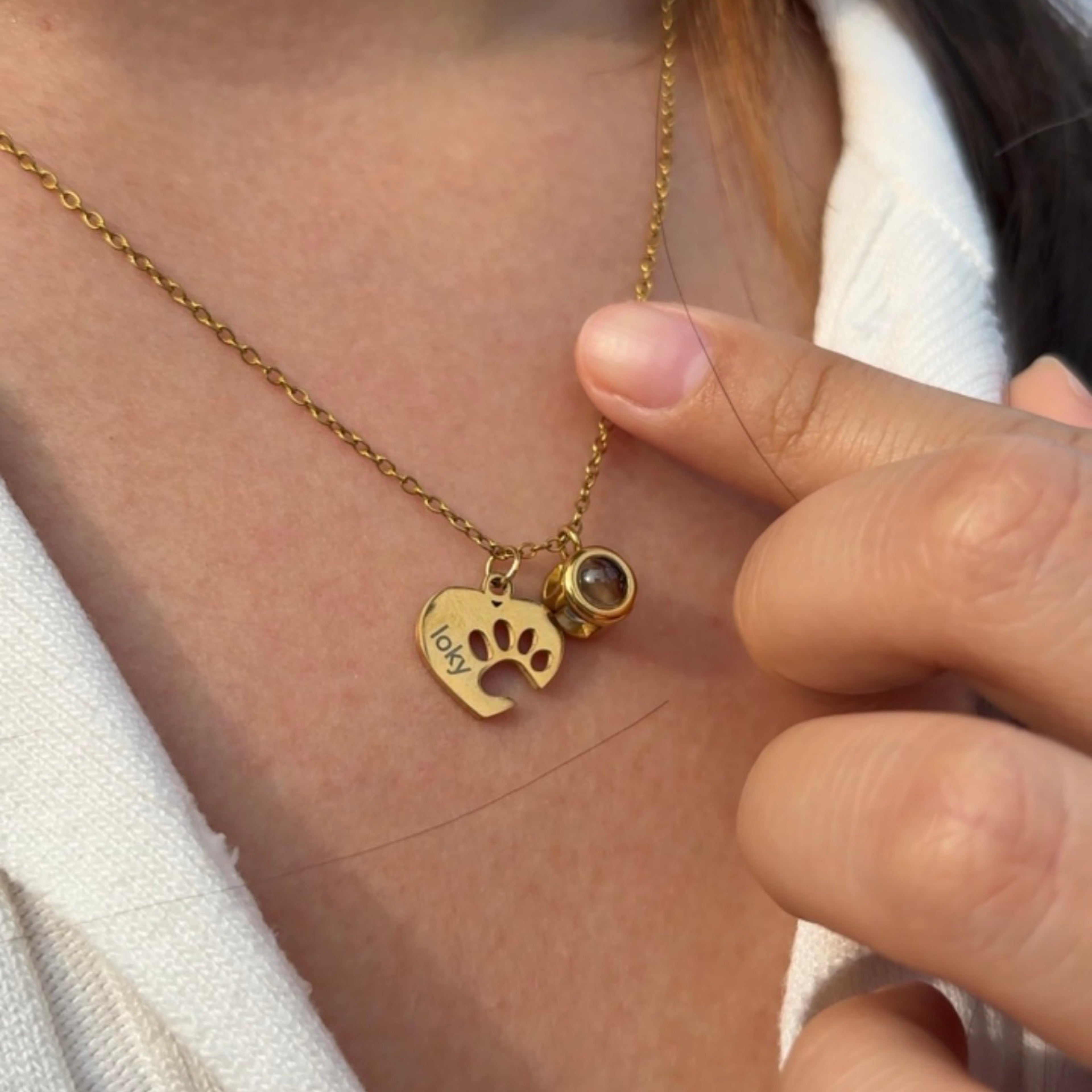 Custom Paw Necklace With Photo & Name