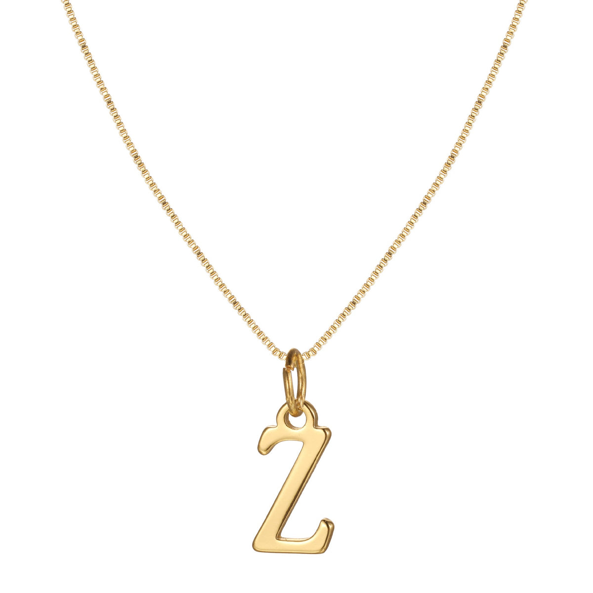 Collar minimalista de 14k con inicial en tipografía serif