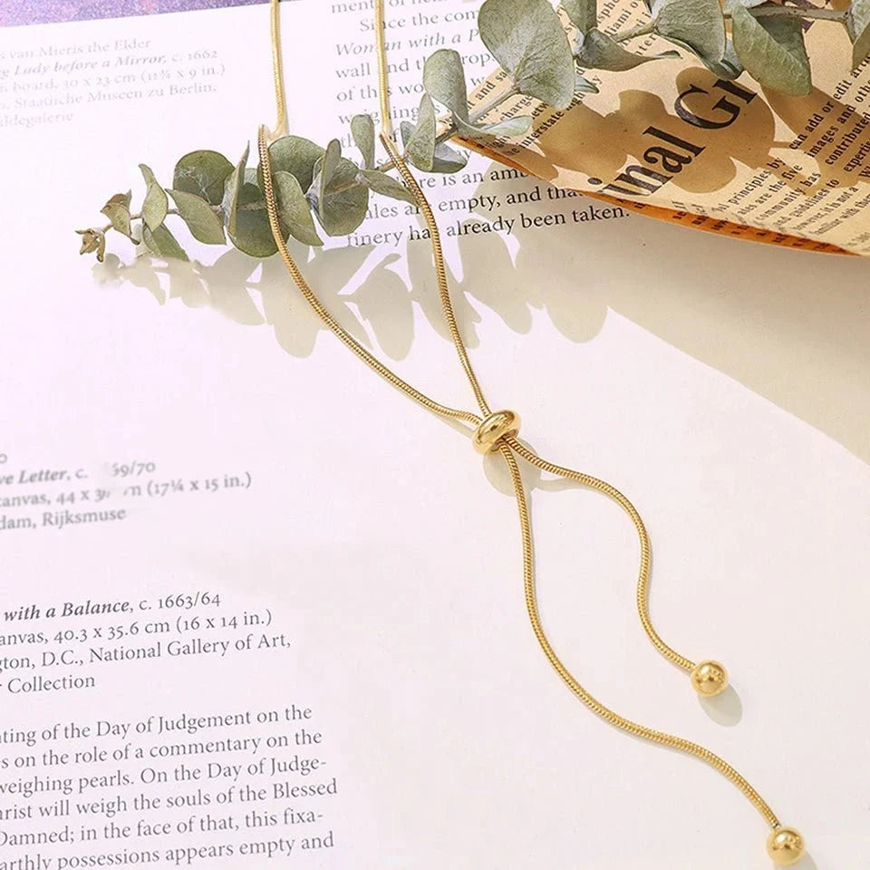 Adjustable Snake Chain Lariat Necklace