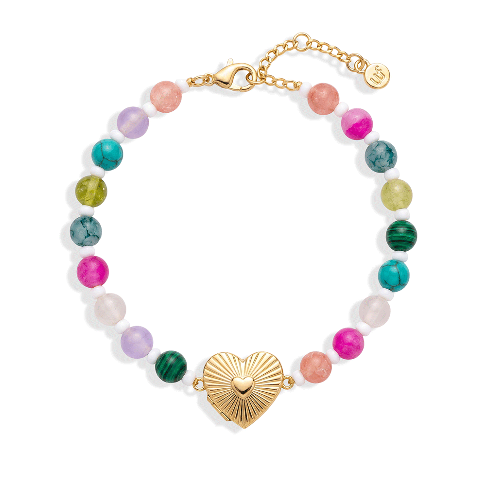 Personalized Semi-Precious Heart Locket Bracelet