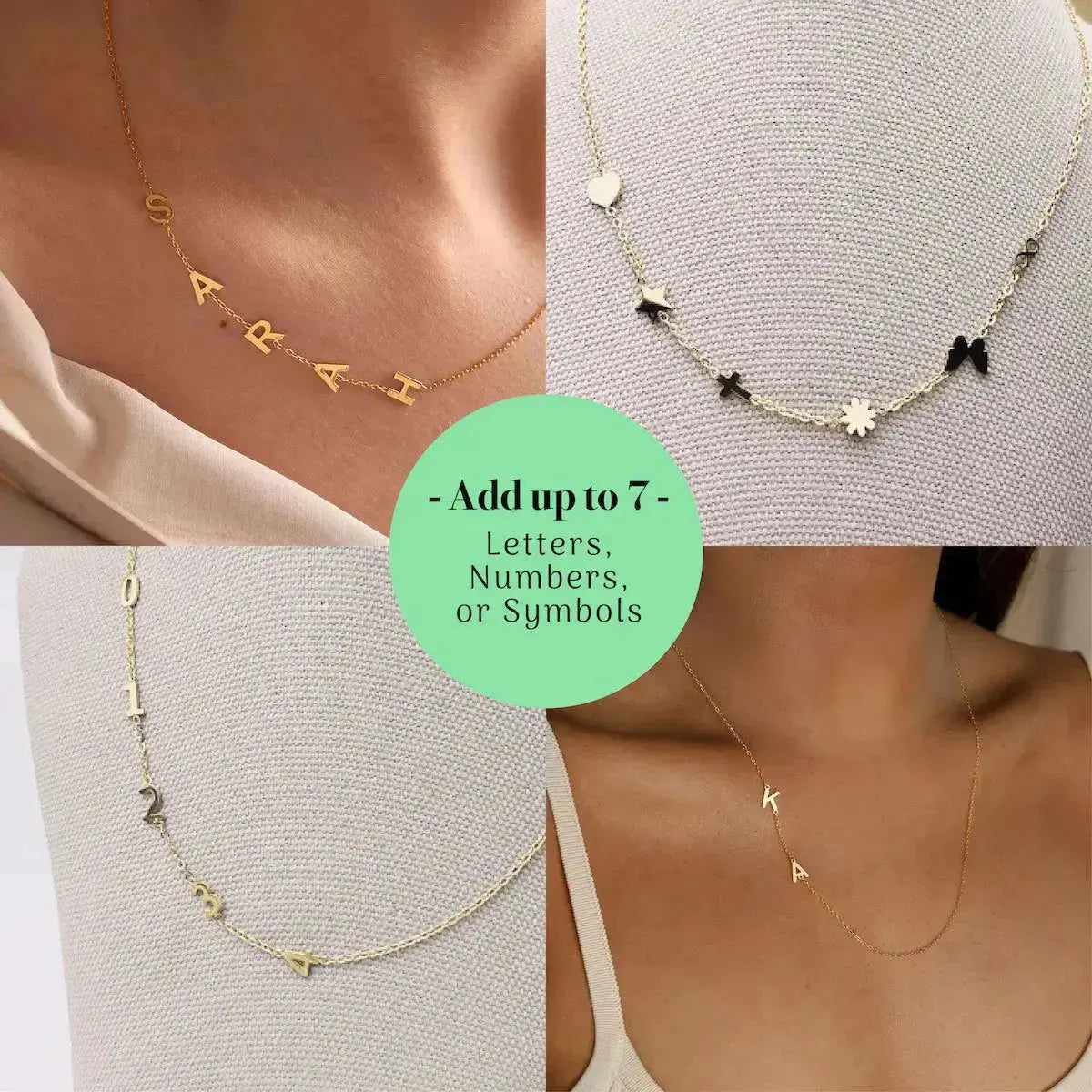 Personalized Necklace with Side Initials
