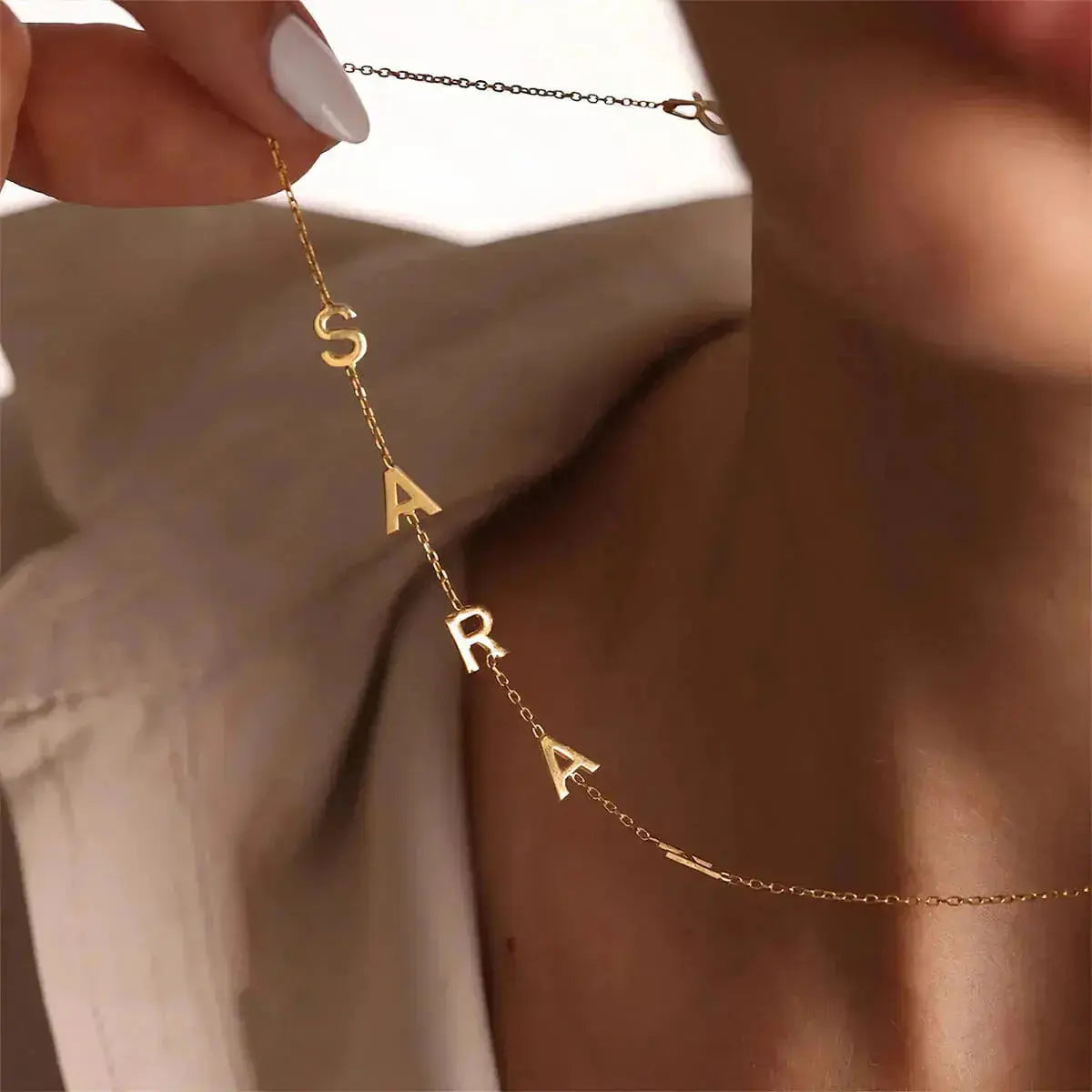 Personalized Necklace with Side Initials