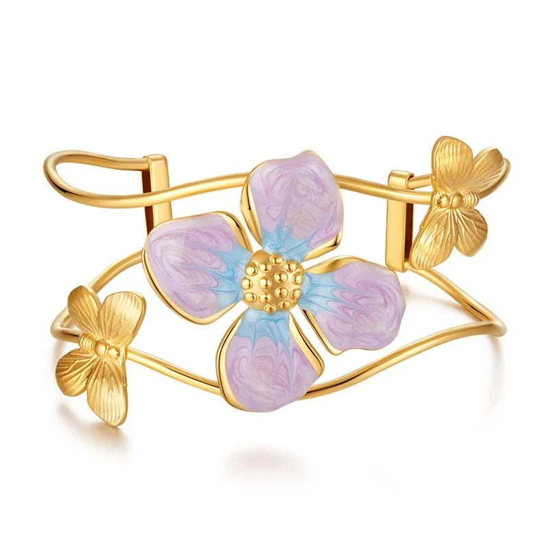 Eleganckie bransoletki typu bangle z motywem kwiatowym
