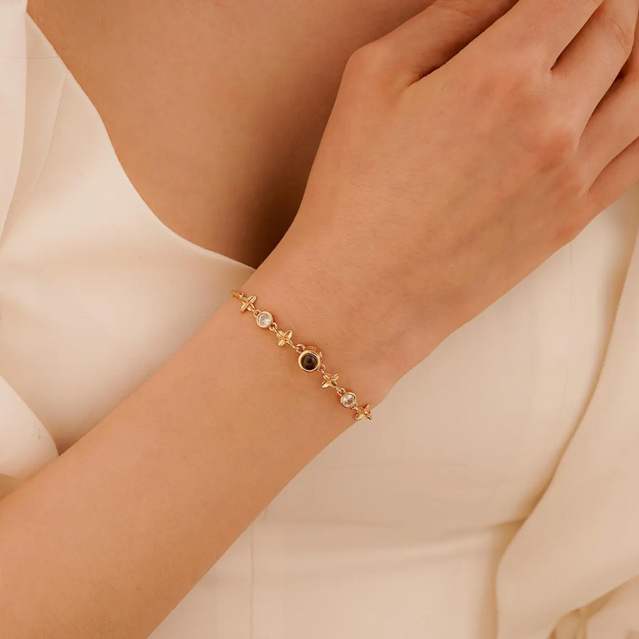 Personalized Four-leaf Clover Photo Bracelet