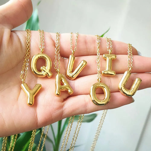 Bubble Letter Initial Necklace