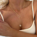 Dainty Diamond Letter Initial Lariat Necklace