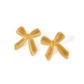 Dainty Striped Bow Elegant Ring and Earrings