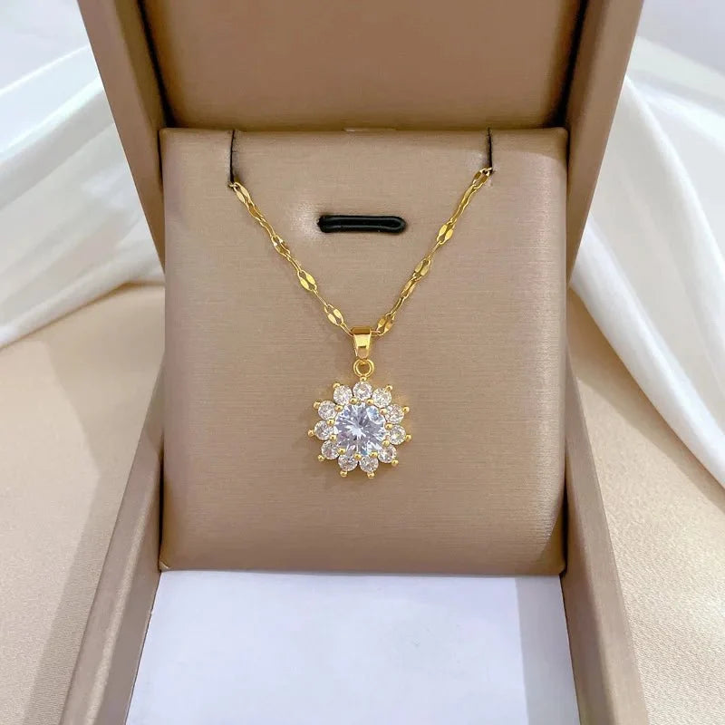 Éblouissant collier floral tournesol et boucles d’oreilles