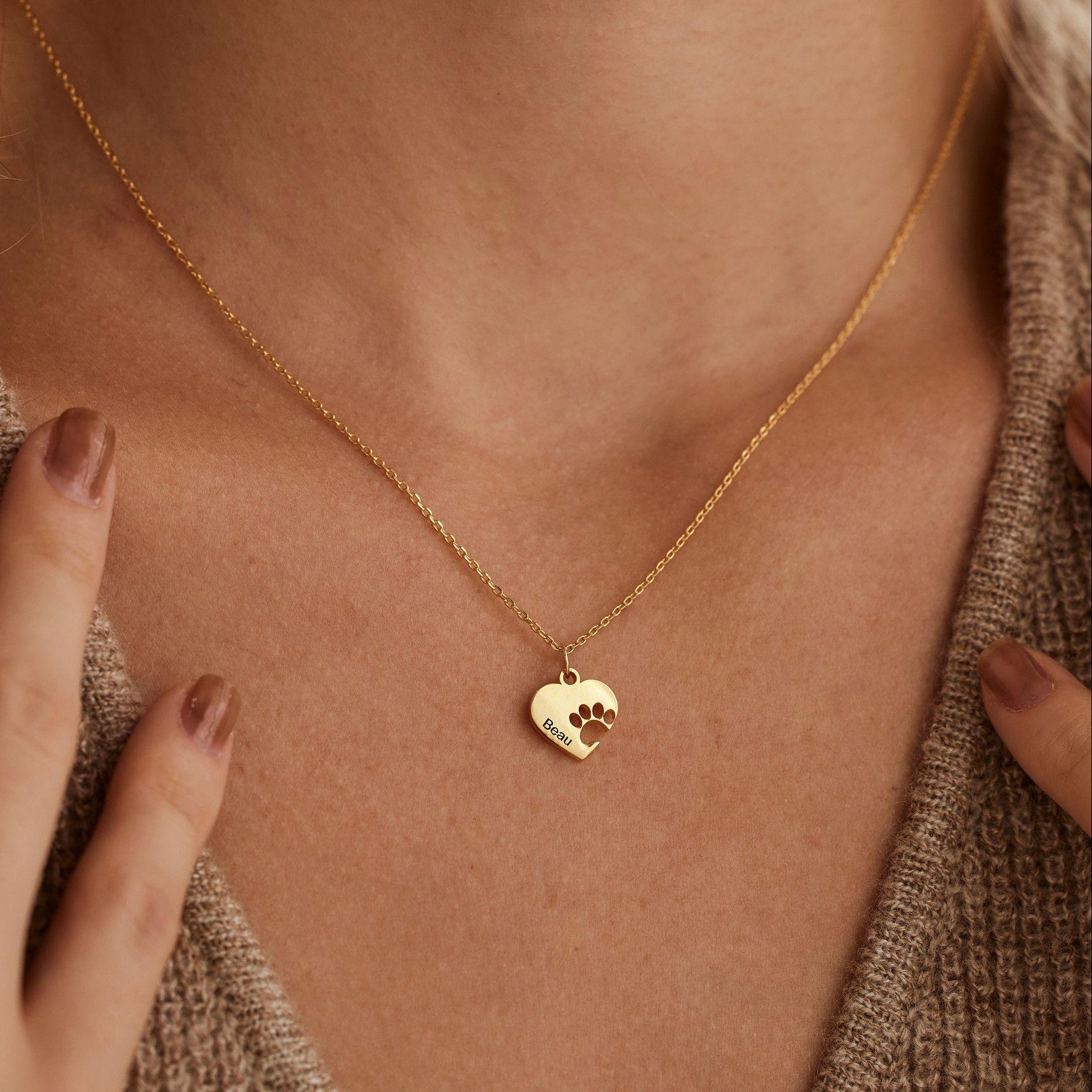 Personalized Paw Print & Name Necklace