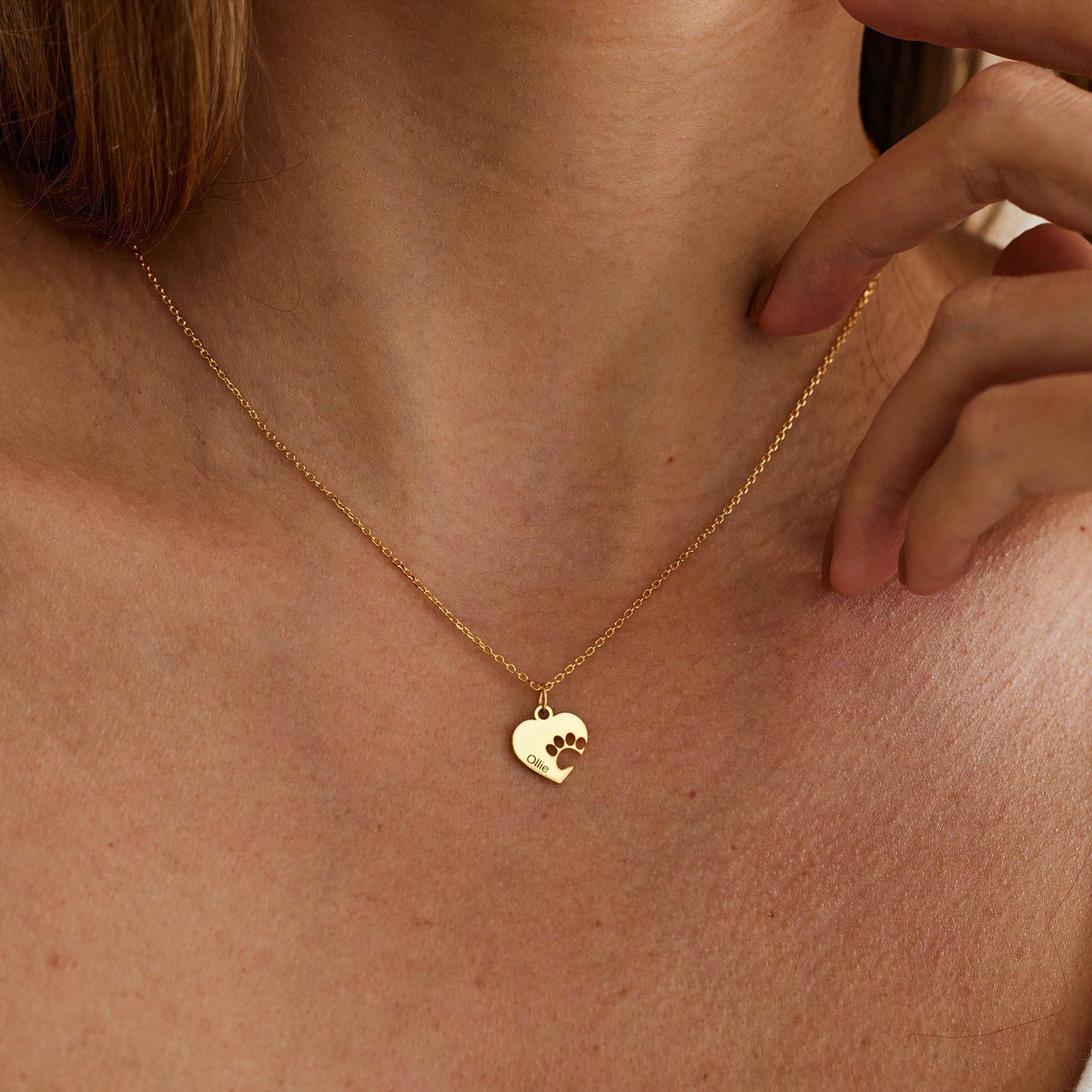 Personalized Paw Print & Name Necklace