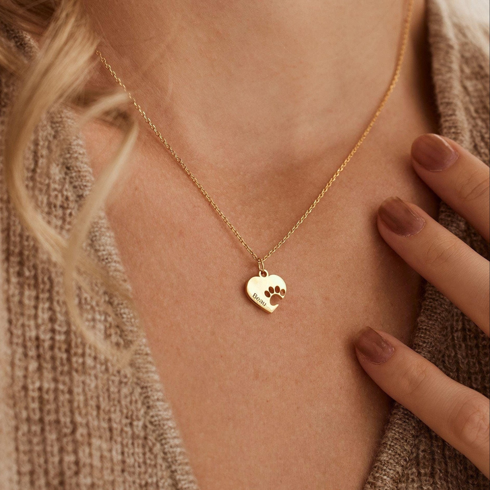 Personalized Paw Print & Name Necklace