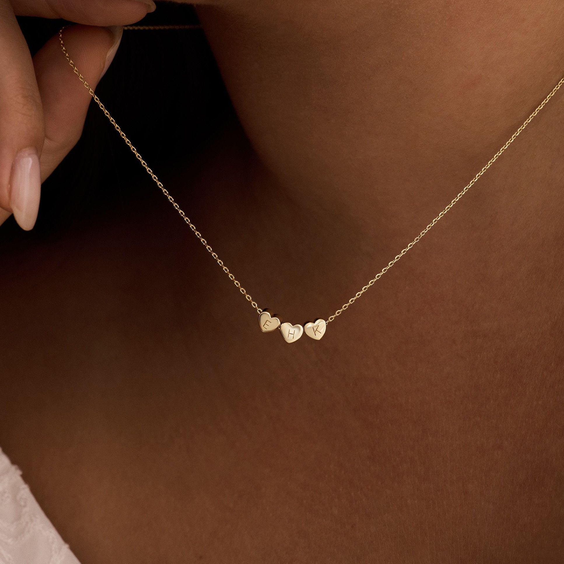 Personalized 3D Heart Initial Necklace