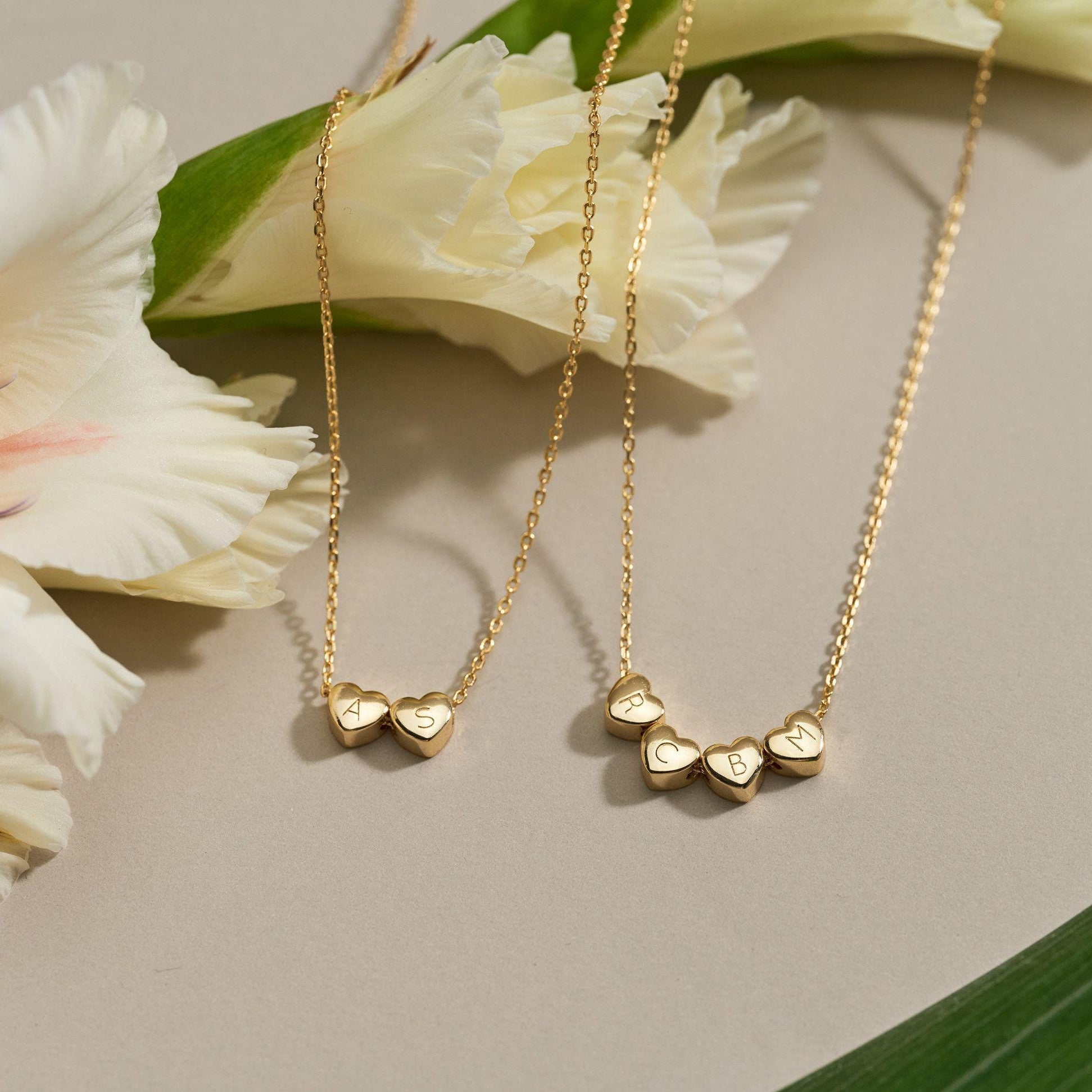 Personalized 3D Heart Initial Necklace