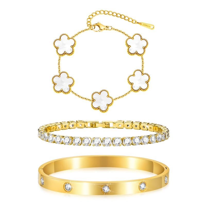 Komplet 3 eleganckich bransoletek 18k
