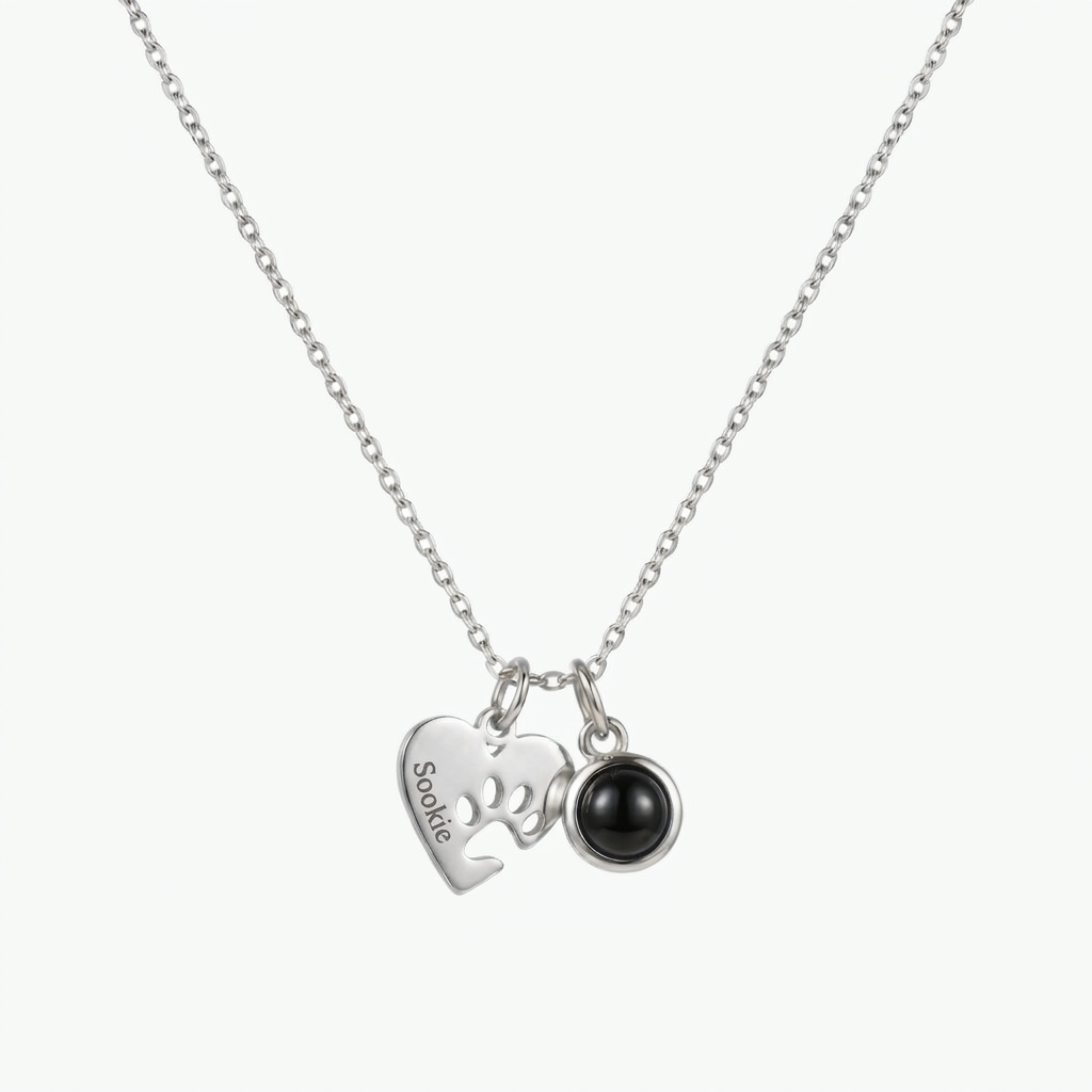 Custom Paw Necklace With Photo & Name
