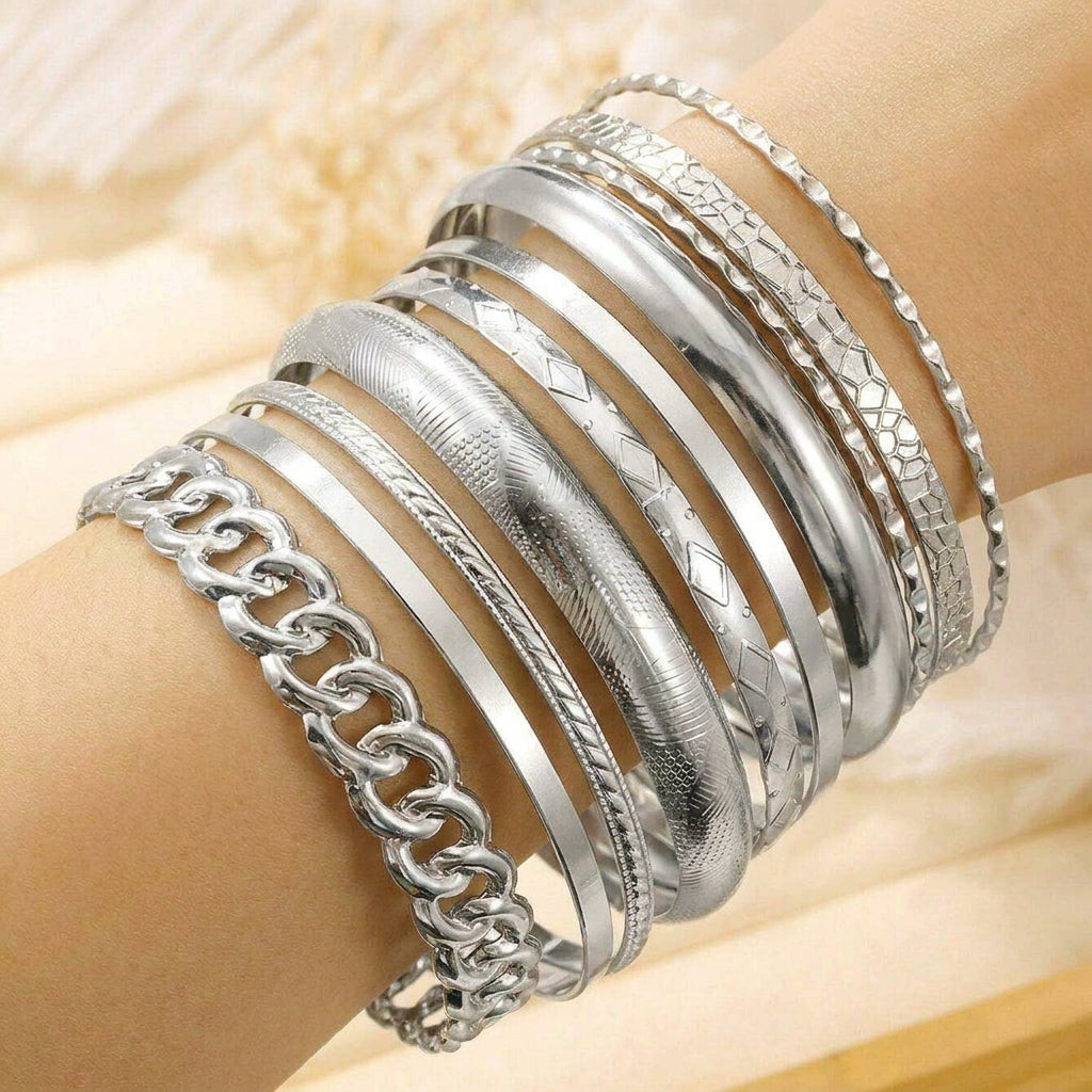 Lot de 10 bracelets épais assortis, 14k