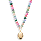 Personalized Semi-Precious Oval Locket Necklace