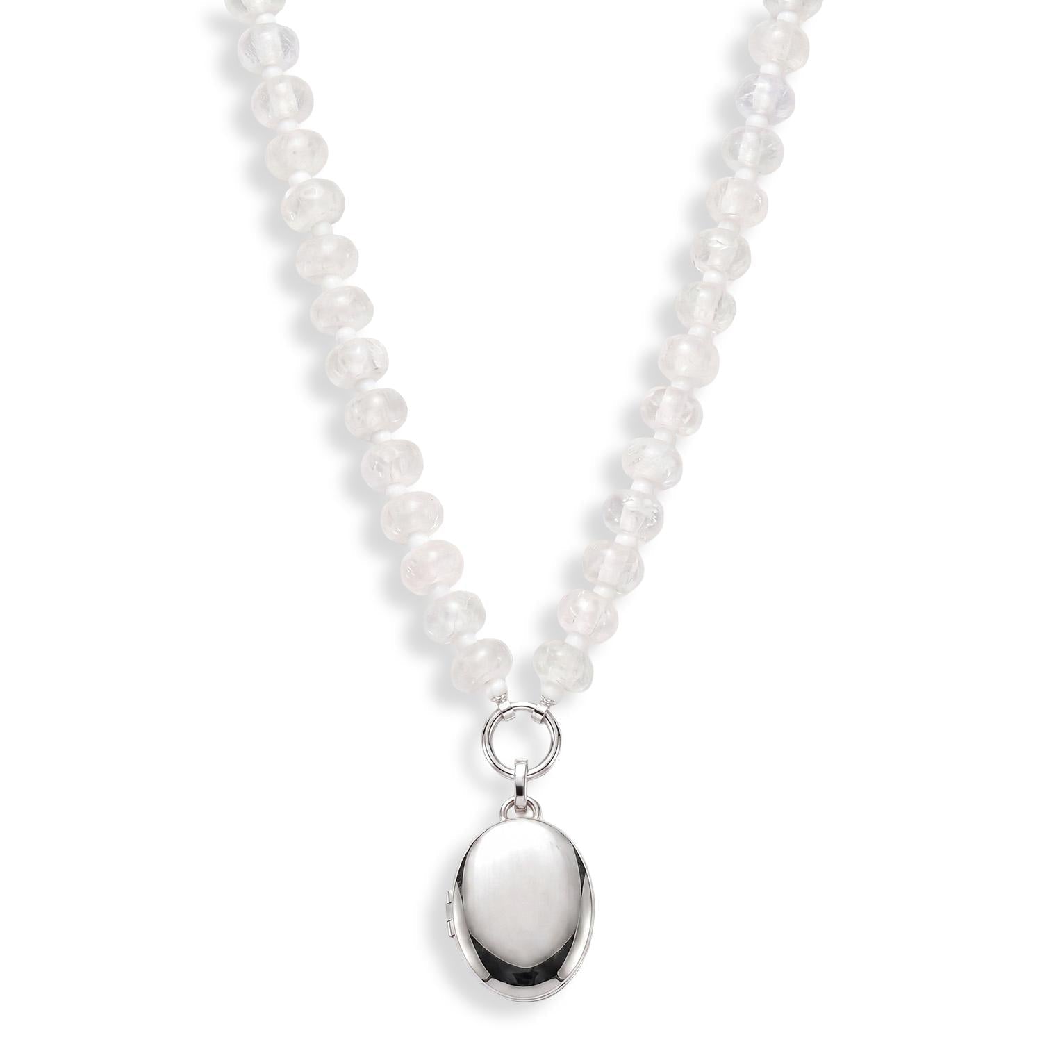 Personalized Semi-Precious Oval Locket Necklace
