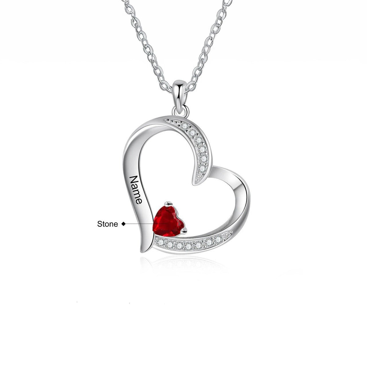 Collana a cuore personalizzata con nome e pietra portafortuna