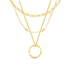 Open Circle Three Row Necklace