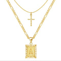 Cross Initial Necklace Set