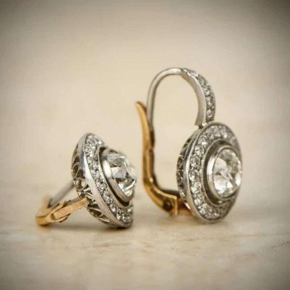 Vintage Gold & Silver Crystal Earrings