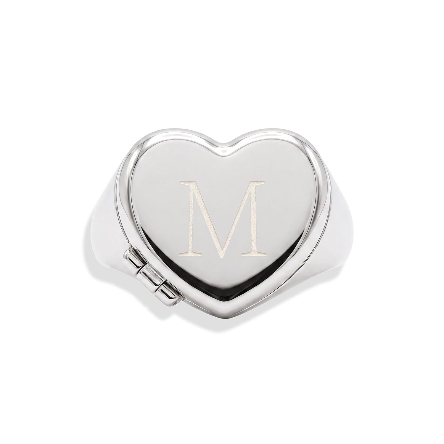 Personalized Heart Signet Locket Ring