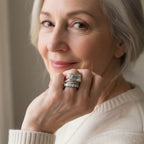 Vintage Silver Turquoise Glass Ring Set