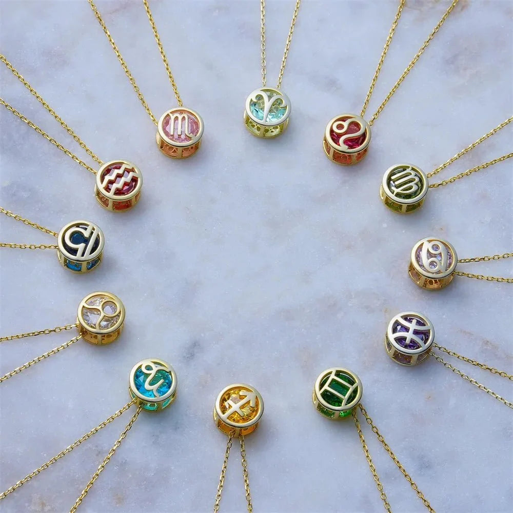 Collana con segno zodiacale incastonato di zirconi
